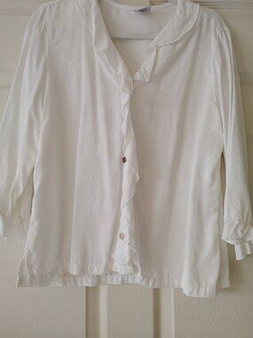 Vintage Women's White Linen CLICK by Color Me Cotton Shirt Size M